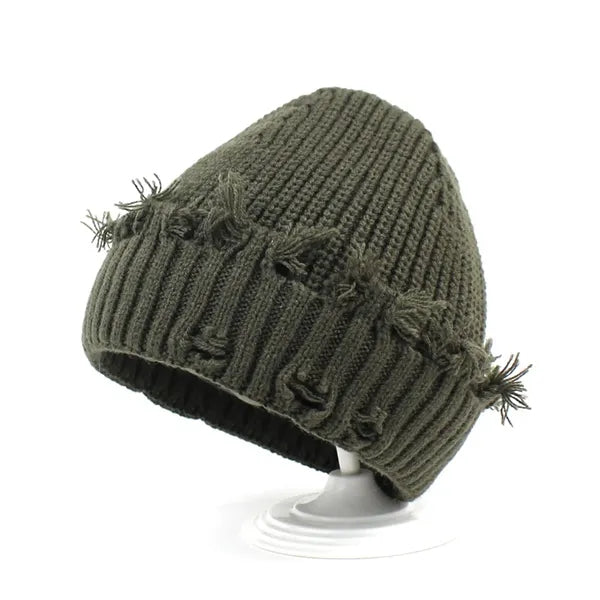 Unisex Winter Warm Knit Dilapidated Hole Beanie