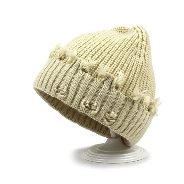 Unisex Winter Warm Knit Dilapidated Hole Beanie