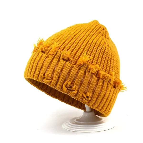 Unisex Winter Warm Knit Dilapidated Hole Beanie