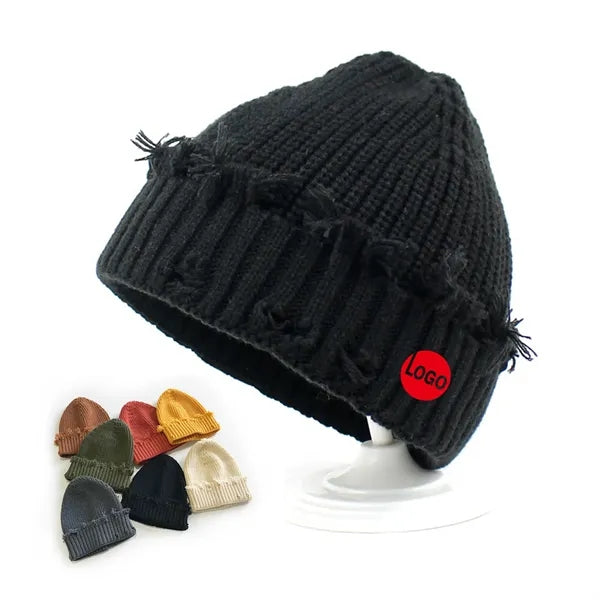 Unisex Winter Warm Knit Dilapidated Hole Beanie