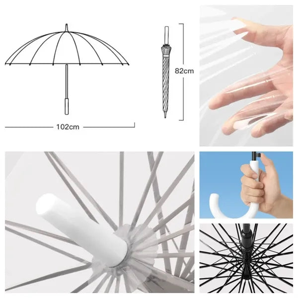 Clear Auto Open Umbrella with Long handle