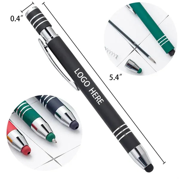 Rubberized Soft Metal Pen With Stylus