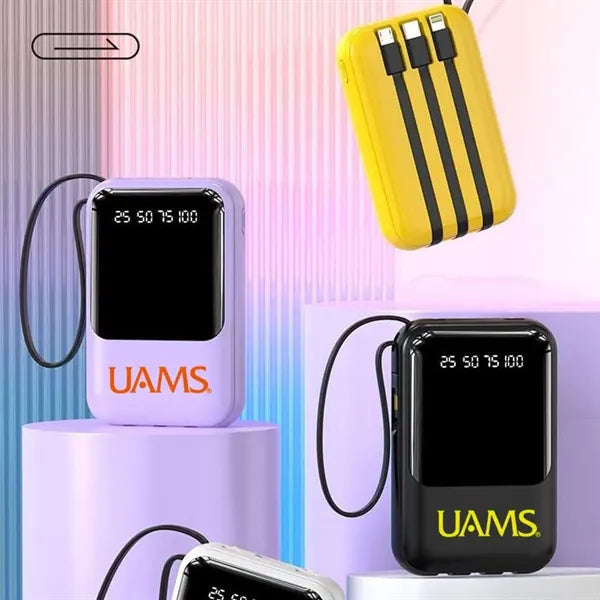 Mini Portable Charger with Built in USB-C Cable