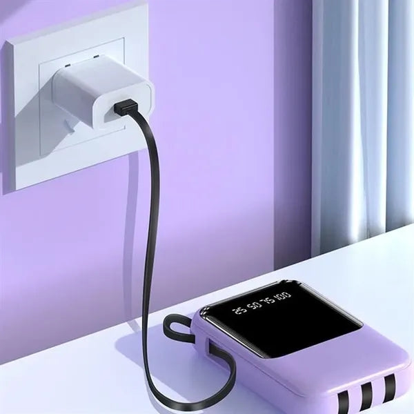Mini Portable Charger with Built in USB-C Cable