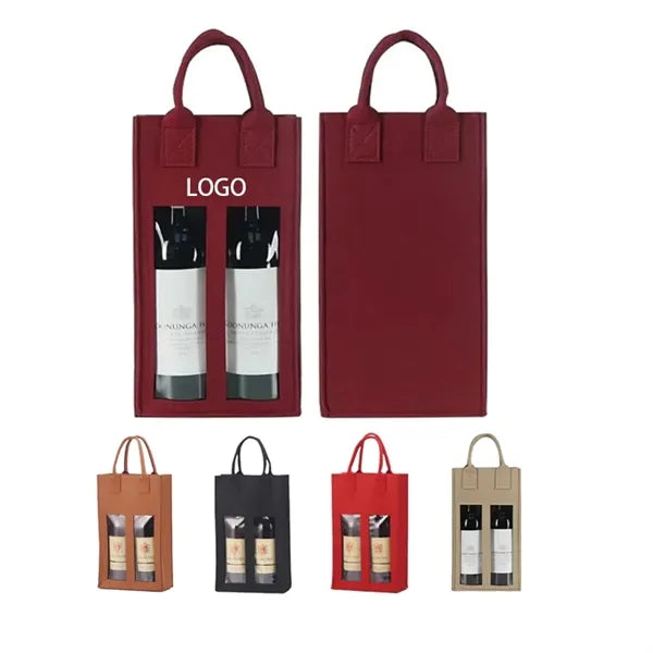 Double Felt Wine Carrier Tote Bag with Handle