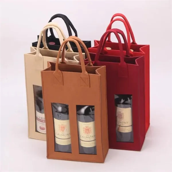 Double Felt Wine Carrier Tote Bag with Handle