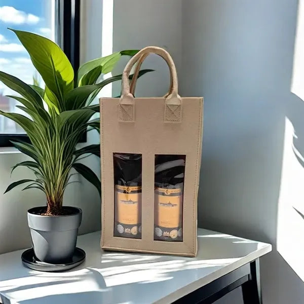 Double Felt Wine Carrier Tote Bag with Handle