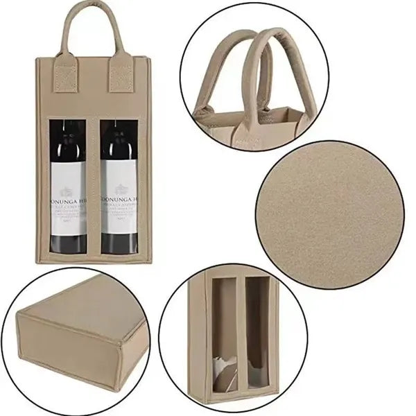 Double Felt Wine Carrier Tote Bag with Handle