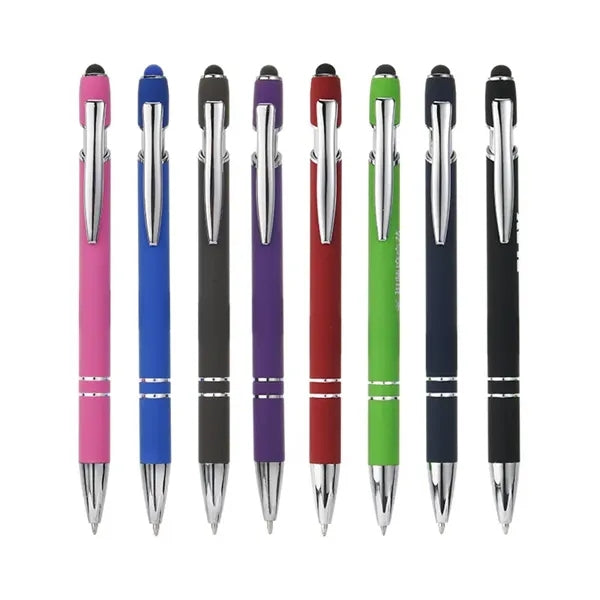 Metal Double Ring Click Action Stylus Ballpiont Pen