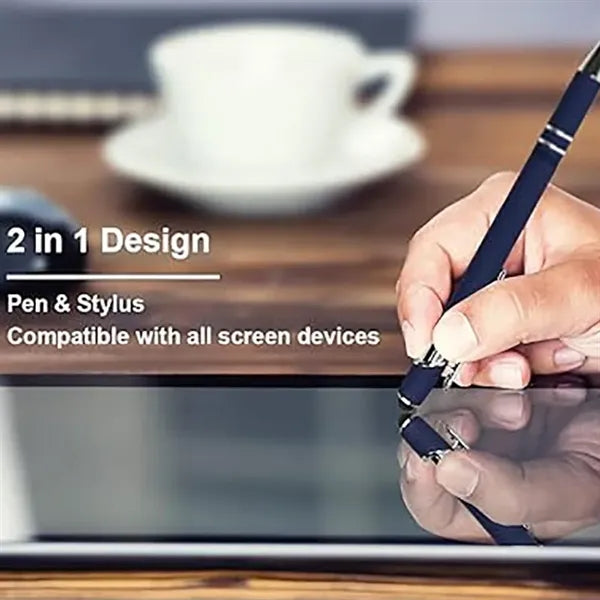 Metal Double Ring Click Action Stylus Ballpiont Pen