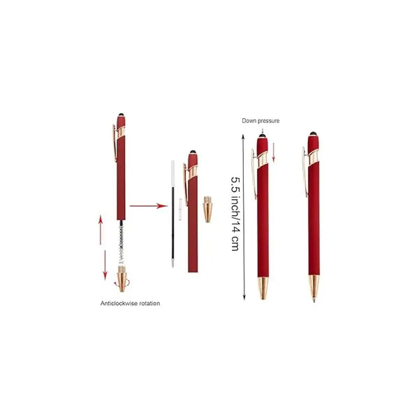 Metal Double Ring Click Action Stylus Ballpiont Pen