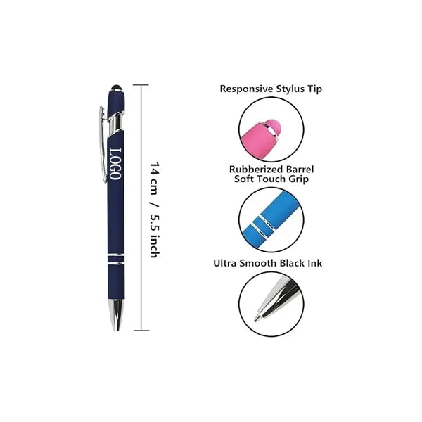 Metal Double Ring Click Action Stylus Ballpiont Pen