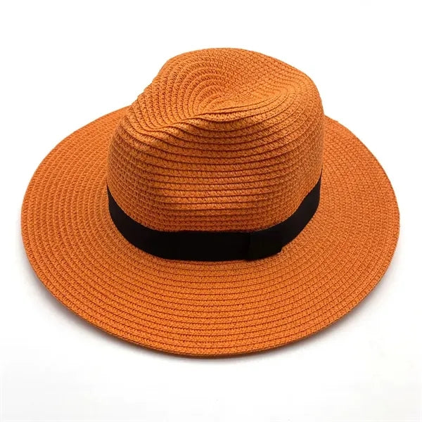 Beach Panama Hats Paper Women Men Straw