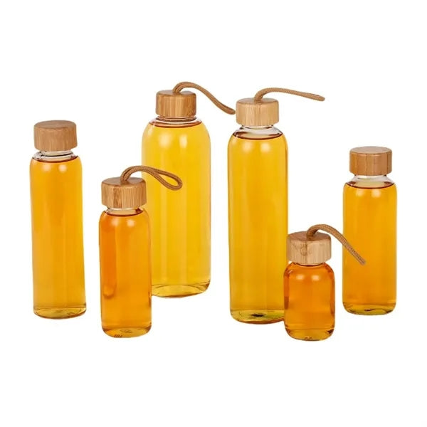 16 oz Glass Water Bottles with Bamboo Lid