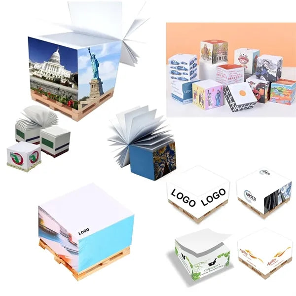 Memo Sticky Notes Cube w/Wood Pallet