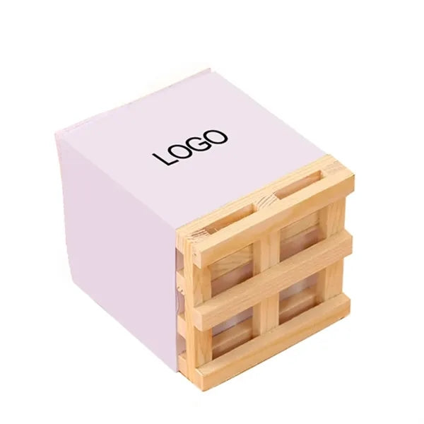 Memo Sticky Notes Cube w/Wood Pallet