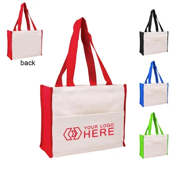 Cotton Gusset Accent Box Tote - 14"w x 12"h x 6"d