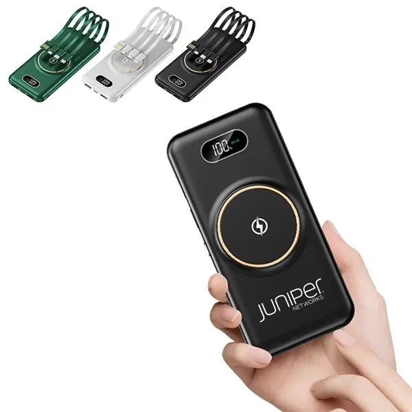 10000mAh Wireless Charger Built-in Charging Cable
