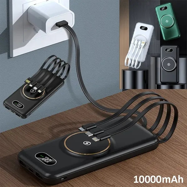 10000mAh Wireless Charger Built-in Charging Cable