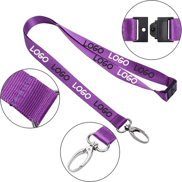 Polyester Lanyard w/Lobster Claw & Safety Breakaway