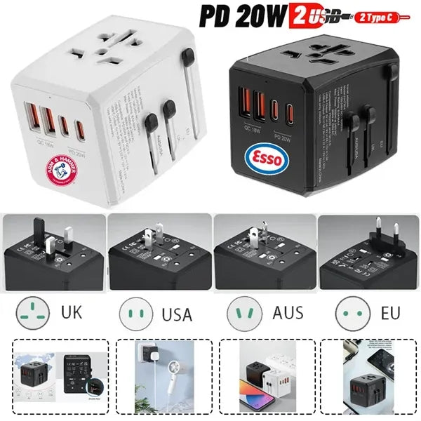 2USB Ports And 2 Type C PD 20W International Wall Charger