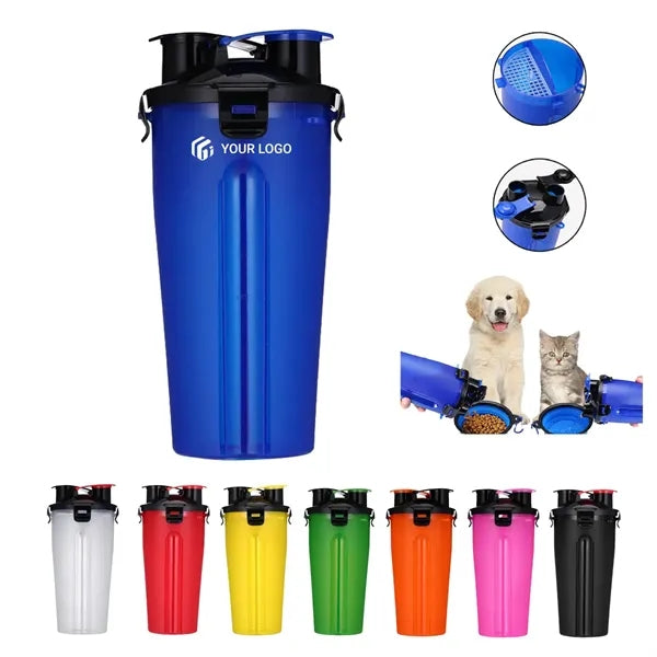 2 in 1 outdoor camp portable pet dog water and food bottle