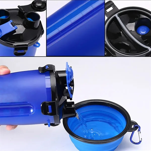 2 in 1 outdoor camp portable pet dog water and food bottle