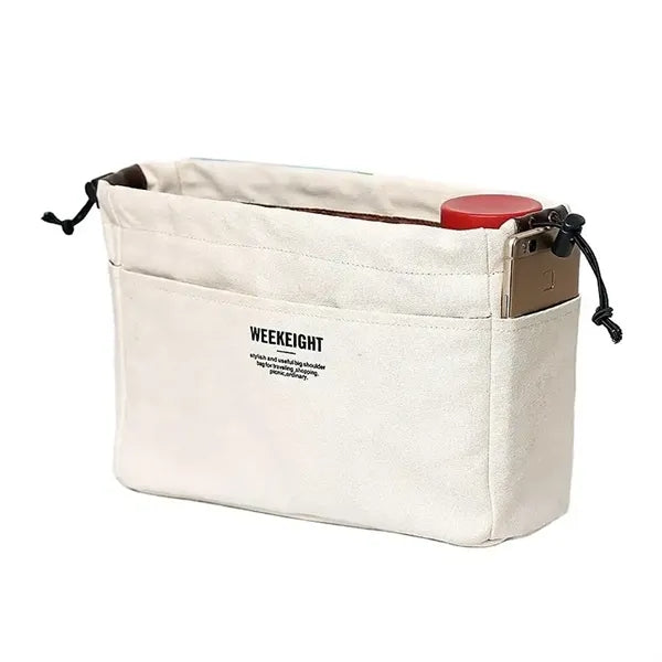 Portable canvas makeup bag