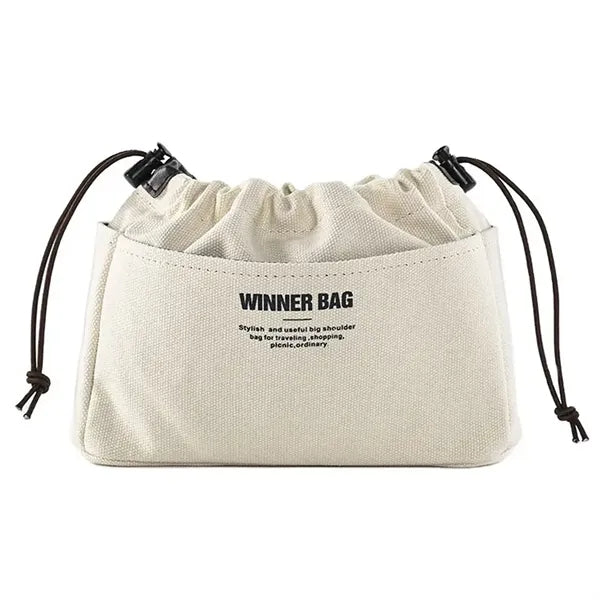 Portable canvas makeup bag