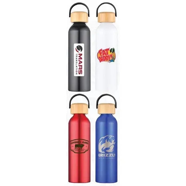 24 oz Recycled Aluminum Bottle with Bamboo Lid