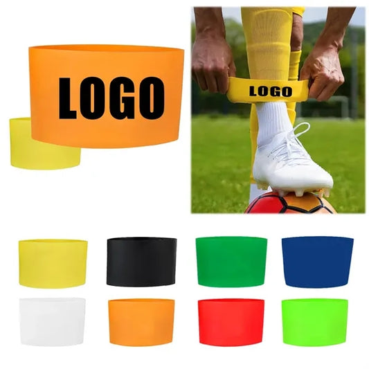 2pcs Silicone Elastic Shin Guard Straps Soccer Leg Bands