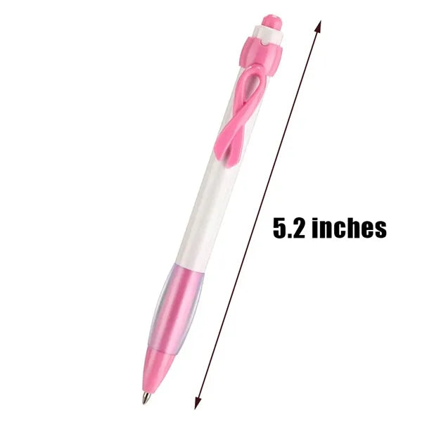 Breast Cancer Awareness Ribbon Ballpoint Pen & Badge Set