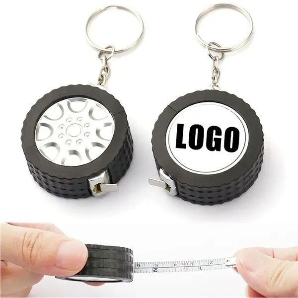 1m/3ft Mini Tires Shape Soft Tape Measure With Keychain