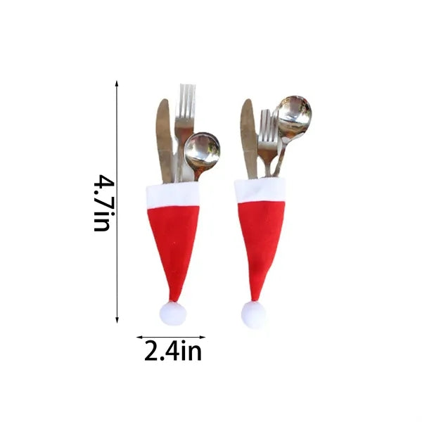 Christmas Santa Hats Pouches Cutlery Set Holders