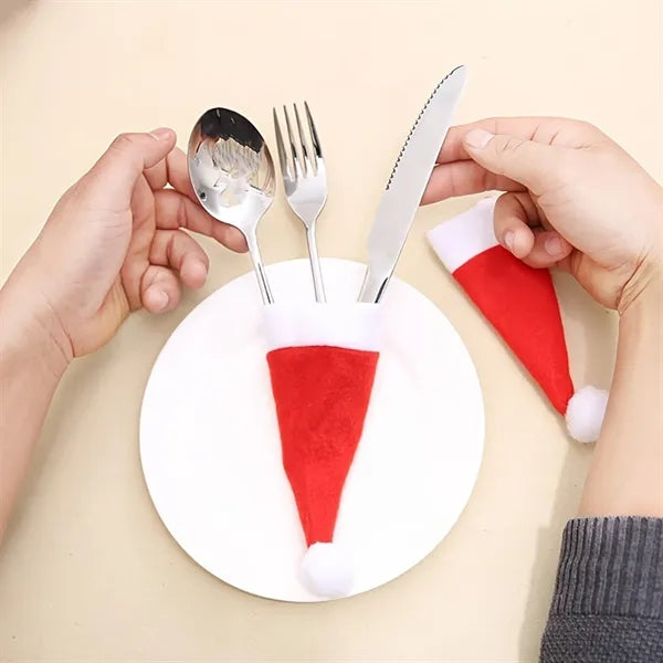 Christmas Santa Hats Pouches Cutlery Set Holders