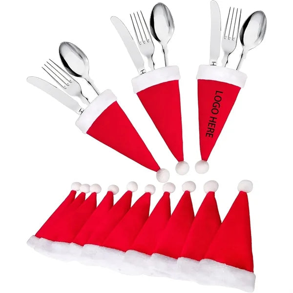 Christmas Santa Hats Pouches Cutlery Set Holders