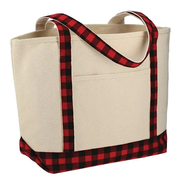 Plaid Cotton Boat Tote
