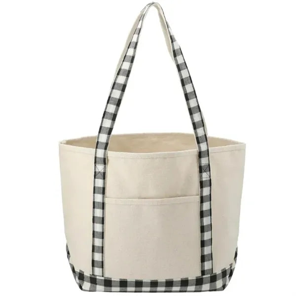 Plaid Cotton Boat Tote