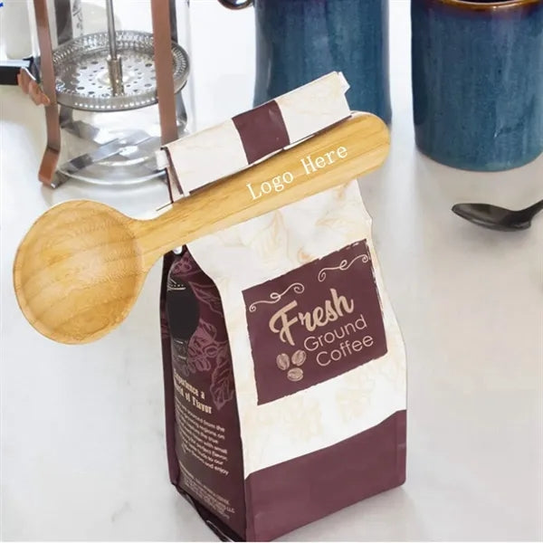 Bamboo Coffee Scoop with Built In Bag Clip