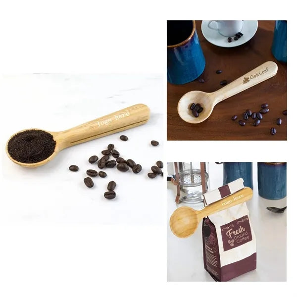 Bamboo Coffee Scoop with Built In Bag Clip