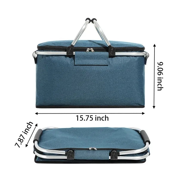 Portable Collapsible Insulated Picnic Basket With Handles