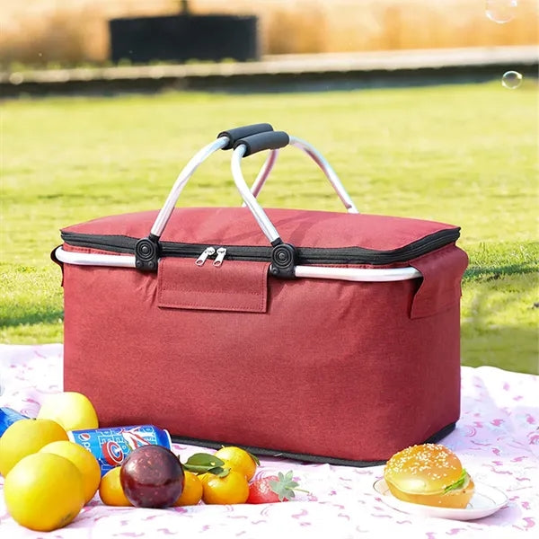 Portable Collapsible Insulated Picnic Basket With Handles