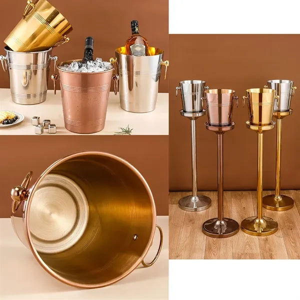 Stainless Steel Ice Bucket with Classic Handles