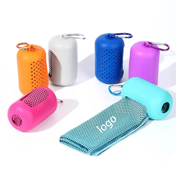 Sport Cooling Sweat Absorbing Towel With Silicone Shell
