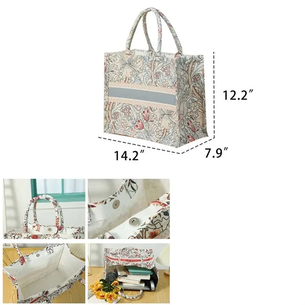 Jacquard Retro Large Capacity Linen Canvas Bags