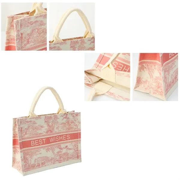 Jacquard Retro Large Capacity Linen Canvas Bags