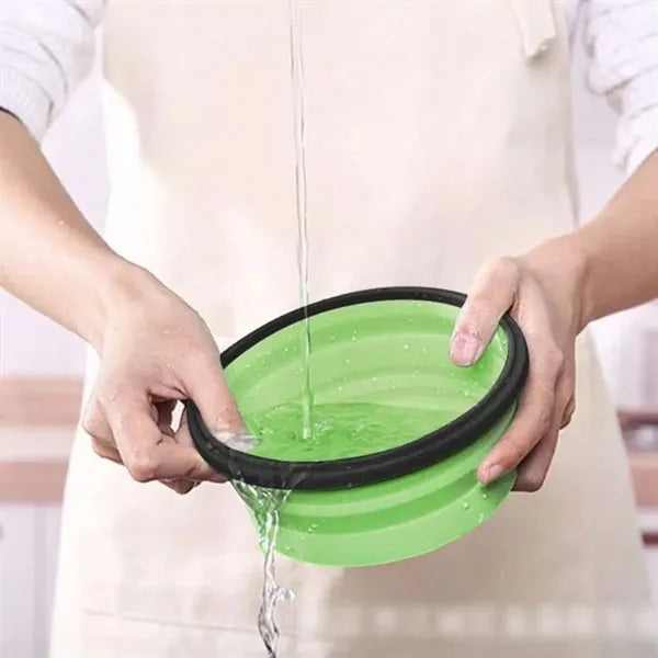 Round Silicone Collapsible Camp Bowl Food Storage Container