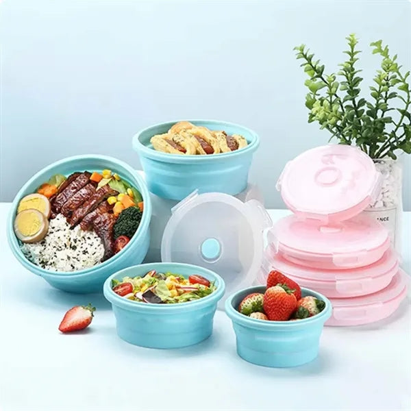 Round Silicone Collapsible Camp Bowl Food Storage Container