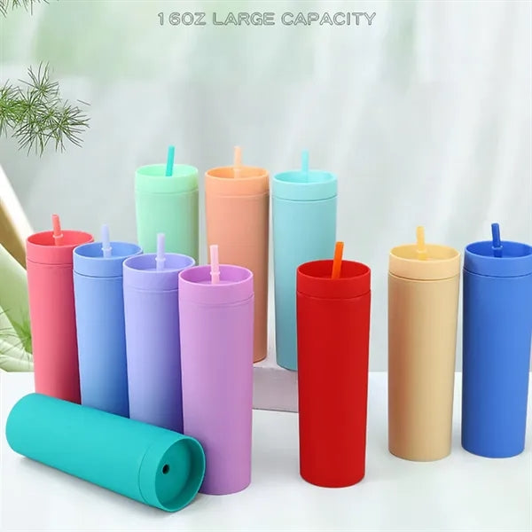 Portable practical sealed frosted straw straight cup