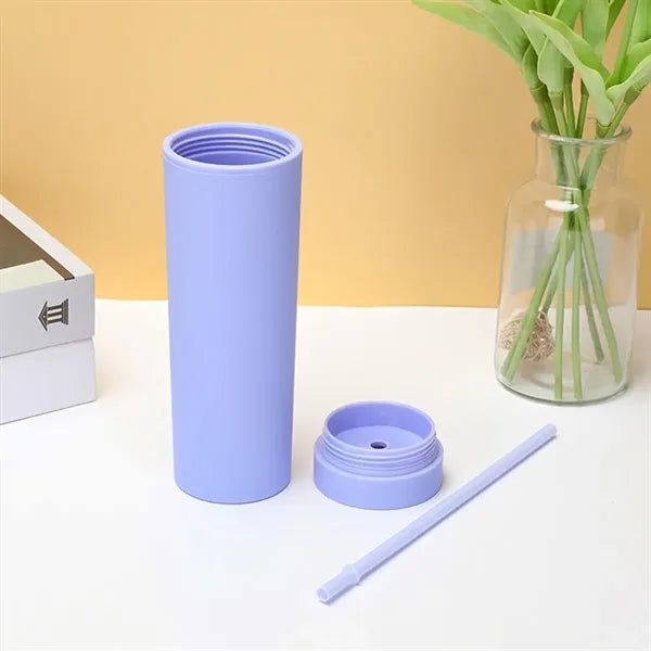 Portable practical sealed frosted straw straight cup